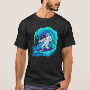 Funny space galaxy surfer astronaut surfing blue w T-Shirt