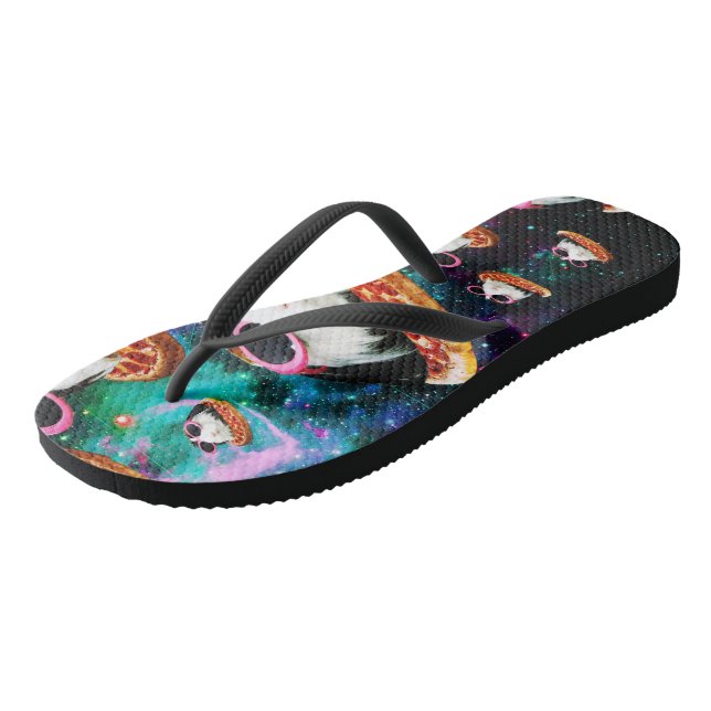 Funny space guinea pig flip flops (Angled)