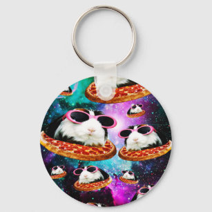 Funny space guinea pig key ring