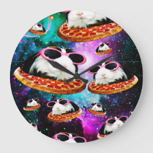 Funny space guinea pig large clock