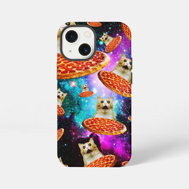 Funny space pizza cat iPhone case (Back)
