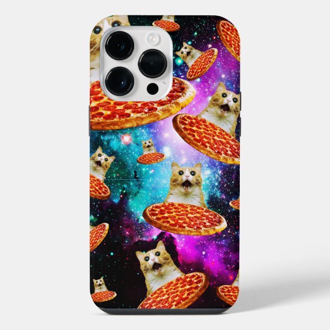 Funny space pizza cat iPhone case (Back)