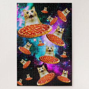 Funny space pizza cat jigsaw puzzle