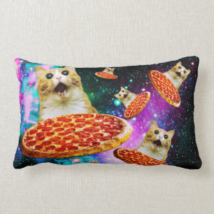 Funny space pizza cat lumbar cushion