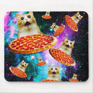 Funny space pizza cat mouse mat