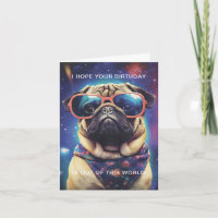 Funny Space Pug with Sunglasses Custom Birthday