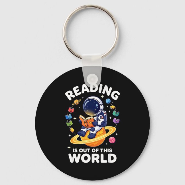 Funny space reading is out of this world books key ring (Front)