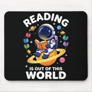 Funny space reading is out of this world books mouse mat