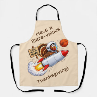 Funny Space Turkey Thanksgiving Apron