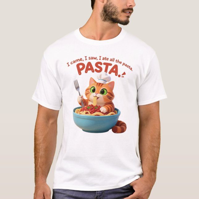Funny Spaghetti Cat T-Shirt (Front)
