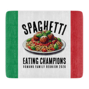 Funny Spaghetti Eating Champions Family Reunion Cutting Board