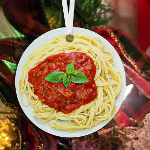 Funny Spaghetti Gag Gift Food Christmas Metal Tree Decoration