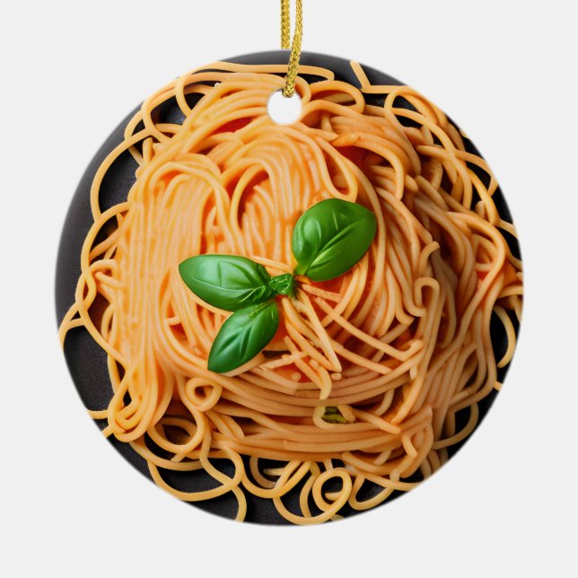 Funny Spaghetti Pun Christmas Ceramic Tree Decoration (Front)