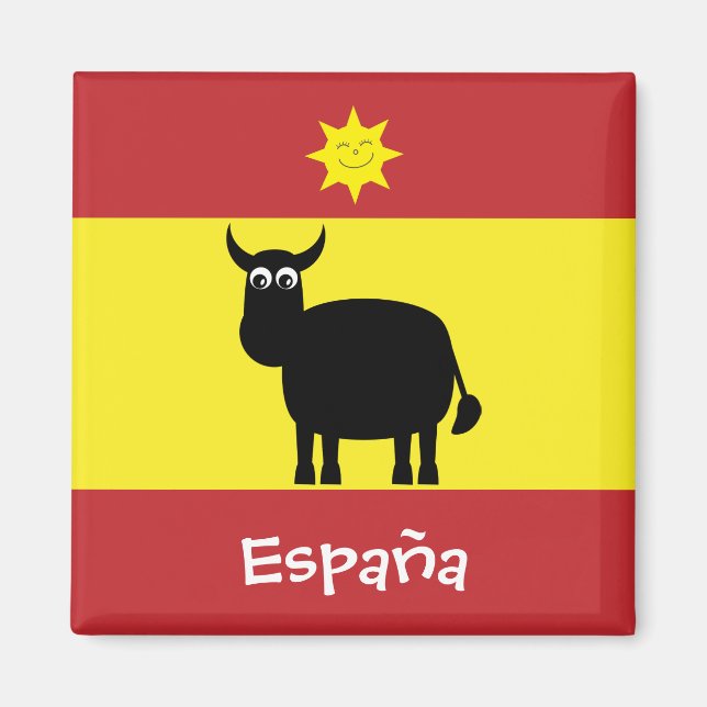 Funny Spanish Bull & Sun España Flag Magnet (Front)