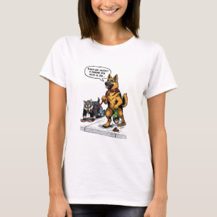 Funny Spanish Dog Walking Human Therian Comic T-Shirt