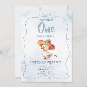 Funny Spanish Lucky Duck First Birthday  Invitation