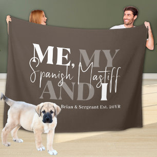 Funny Spanish Mastiff Dad Established Bold Script Fleece Blanket