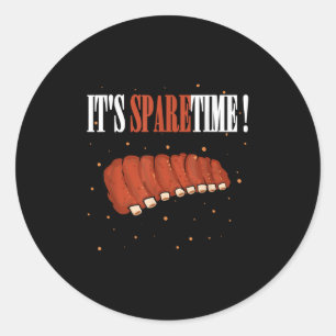 Funny Sparetime Grilling Meat Smoking Bbq Sparerib Classic Round Sticker