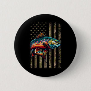 Funny Speckled Brook Trout American Flag Fishing M 6 Cm Round Badge