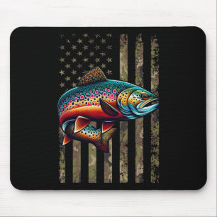 Funny Speckled Brook Trout American Flag Fishing M Mouse Mat