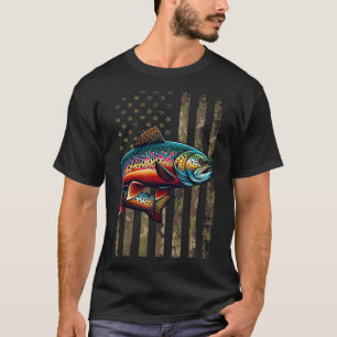 Funny Speckled Brook Trout American Flag Fishing M T-Shirt