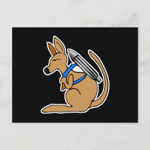 funny speedy rocket kangaroo postcard