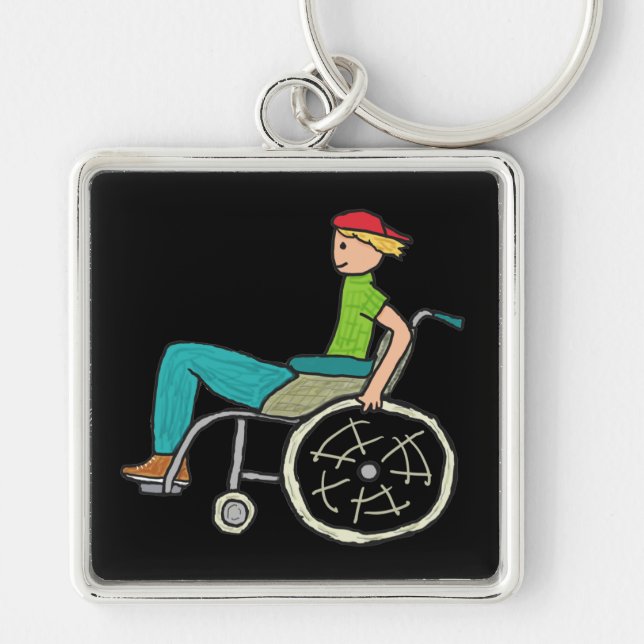 Funny Speedy Wheelchair User Key Ring (Front)