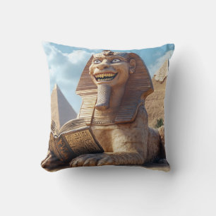 Funny Sphinx Statue Reading Ancient Book in Egypt  Cushion