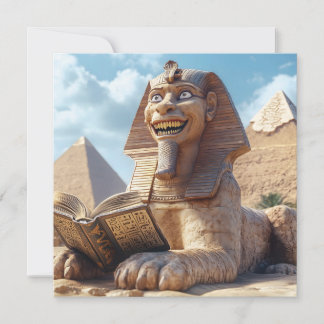 Funny Sphinx Statue Reading Ancient Book in Egypt Holiday Card