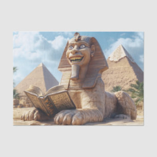 Funny Sphinx Statue Reading Ancient Book in Egypt Tissue Paper