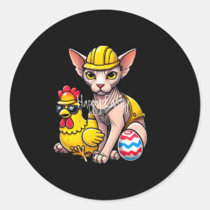 Funny Sphynx Cat Chicken Easter Design T Shirt Classic Round Sticker