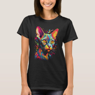 Funny Sphynx Cat, Colourful Cat Sphynx Hairless Ca T-Shirt