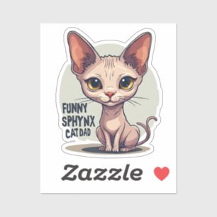 Funny Sphynx Cat Dad Cartoon Art