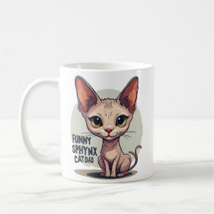Funny Sphynx Cat Dad Cartoon Art Coffee Mug