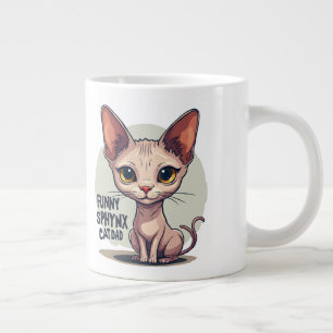 Funny Sphynx Cat Dad Cartoon Art Large Coffee Mug