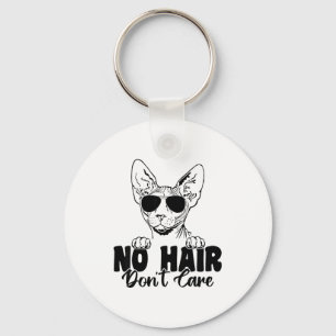 Funny Sphynx Cat No Hair Don't Care Bald Hairless  Key Ring