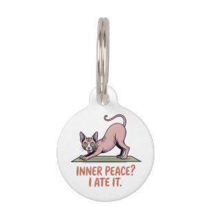 Funny Sphynx Cat Yoga Cartoon Art Pet Tag