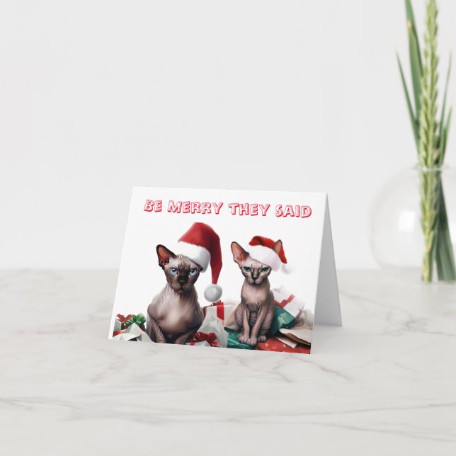 Funny Sphynx Christmas Card (Front)