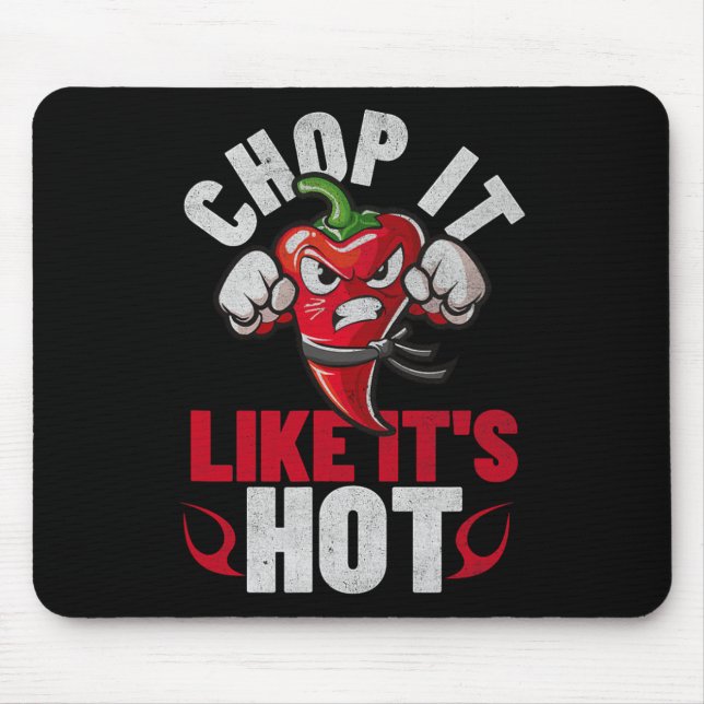 Funny Spicy Chilli Karate Design Chile Pepper Humo Mouse Mat (Front)