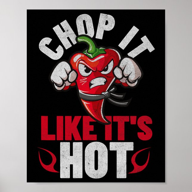 Funny Spicy Chilli Karate Design Chile Pepper Humo Poster (Front)