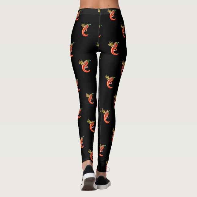 Funny Spicy Chilli On Fire Leggings (Back)