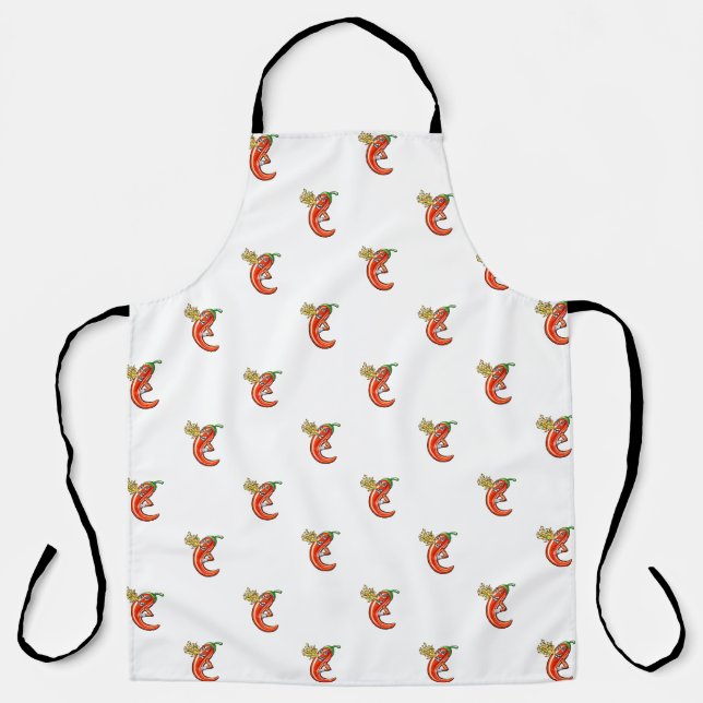 Funny Spicy Chilli On Fire Pattern Apron (Front)