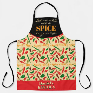 Funny spicy hot peppers red green apron