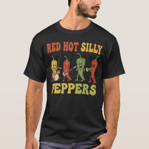 Funny Spicy Red Hot Silly Peppers Band Retro Peppe T-Shirt