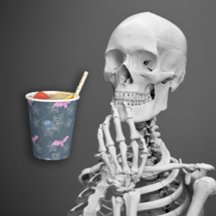 Funny spider and bat in a web paper cups