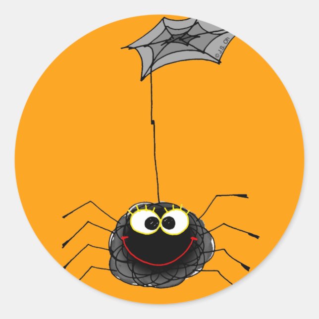 Funny spider classic round sticker (Front)