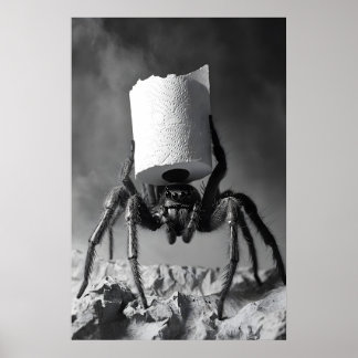 Funny Spider Toilet Paper Roll Bathroom Art Print