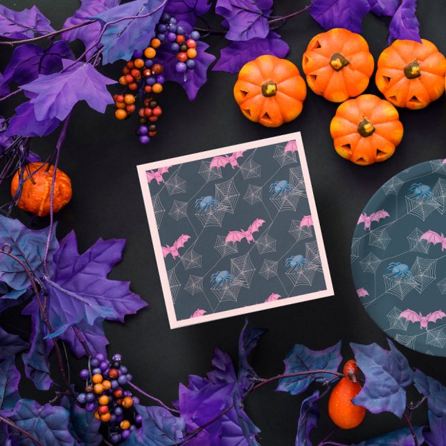 Funny spiders and bats Halloween party Napkin (Funny spiders and bats Halloween party Napkins
)