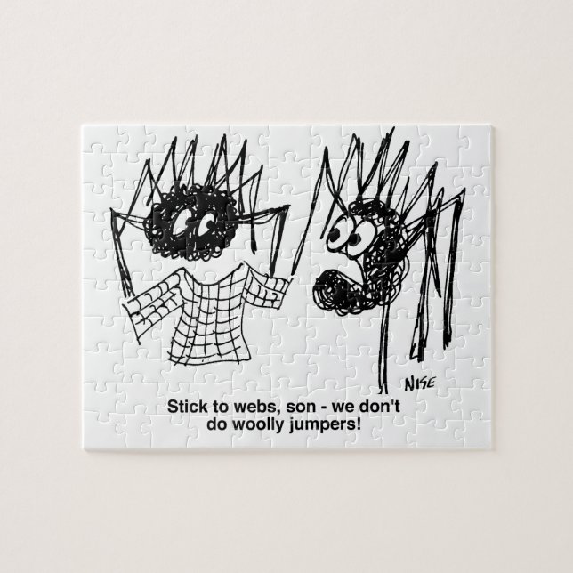 Funny Spiders and Spiders Web Weaving Cartoon Jigsaw Puzzle (Horizontal)