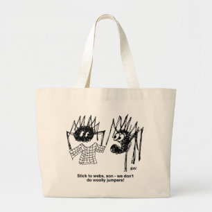 Funny Spiders and Spiders Web Weaving Cartoon Large Tote Bag